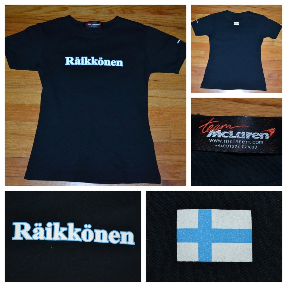 Women’s black Formula One Team McClaren Kimi Räikkönen shirt, size small